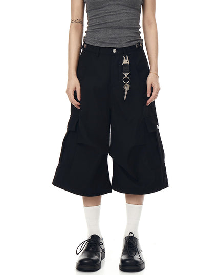 TALKLESSFASHION BLACKLISTS American cleanfit pleated wide-leg cropped trousers men's and women's high-quality handsome cargo shorts