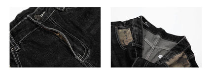 TALKLESSFASHION BLACKLISTS American retro camouflage stitching destruction denim shorts cropped loose wide-leg cropped pants for men and women