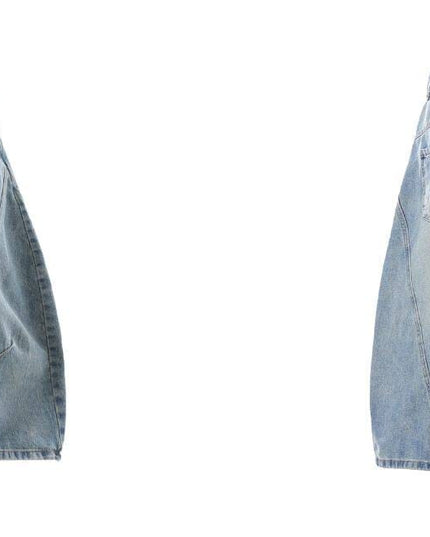 TALKLESSFASHION BLACKLISTS American retro deconstructed silhouette washed scimitar denim shorts cropped wide-leg cropped pants for men and women