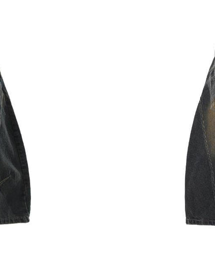 TALKLESSFASHION BLACKLISTS American retro deconstructed silhouette washed scimitar denim shorts cropped wide-leg cropped pants for men and women