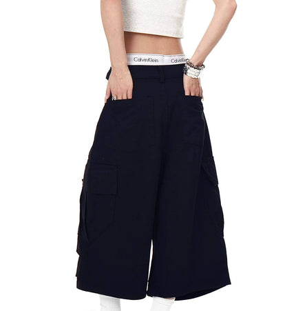 THETLSTUDIO BLACKLISTS AMERICAN VINTAGE PLEATED MULTI-POCKET CARGO SHORTS MEN'S AND WOMEN'S SUMMER LOOSE WIDE-LEG CROPPED PANTS