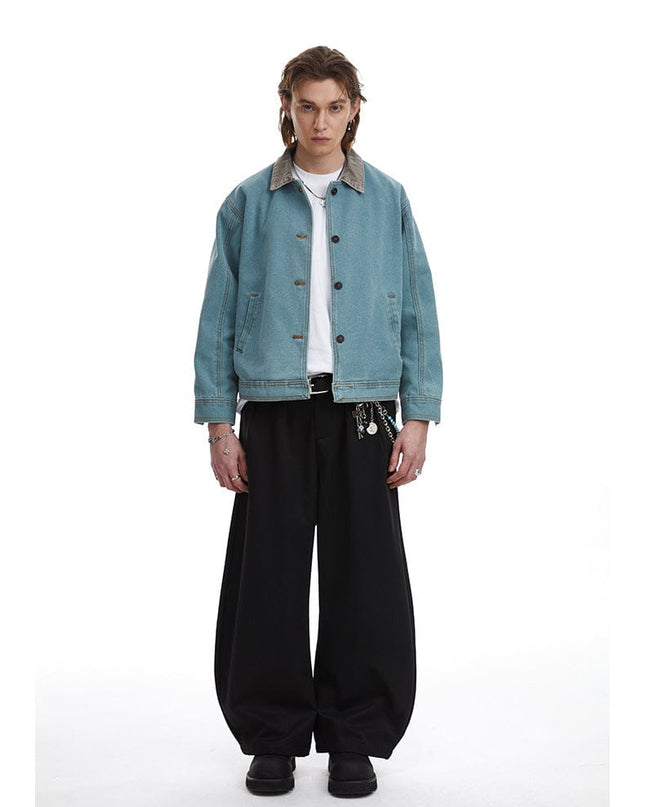 TALKLESSFASHION Blue / S American retro simple loose Unisex jacket—-7085