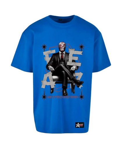 TALKLESSFASHION Blue / SMALL FEAR unisex oversize T-Shirt Short ---4097