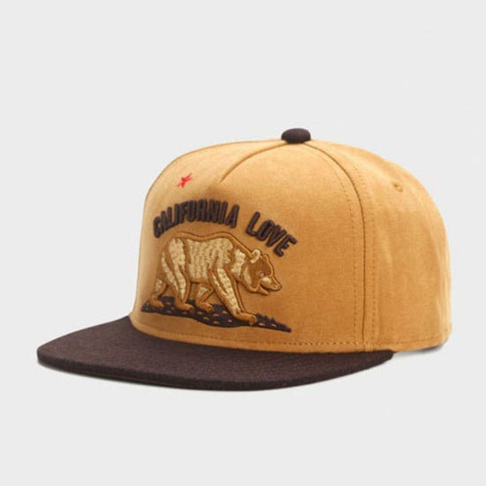 Suede Cartoon Bear Flat-Brim Cap