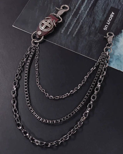 TALKLESSFASHION Brown Ten Waist Chain Punk trouser chainsMen's metallic jeans accessoriesAmerican waist chains, hip-hop trendy embellishments, statement pants, eagle claw charms