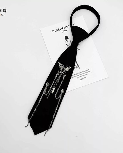 TALKLESSFASHION Butterfly fringed tie - black Le Chao  butterfly tie