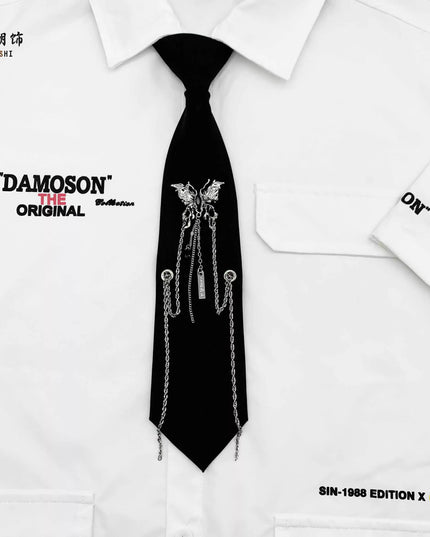 TALKLESSFASHION Butterfly fringed tie - black Le Chao  butterfly tie