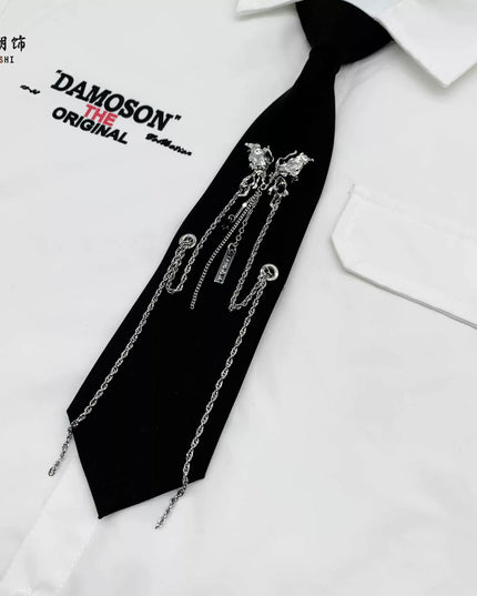 TALKLESSFASHION Butterfly fringed tie - black Le Chao  butterfly tie