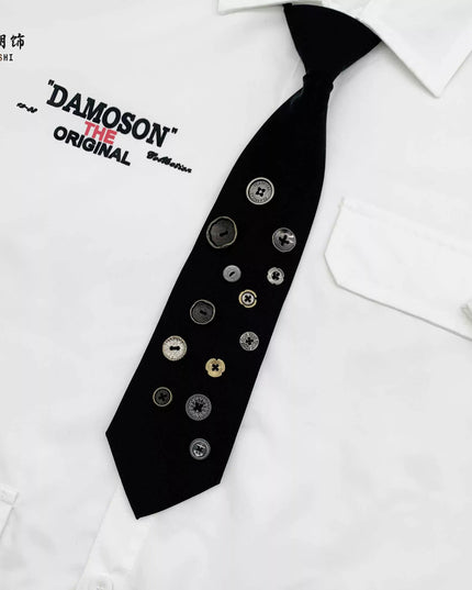 TALKLESSFASHION Button tie Le Chao ornament black button tie