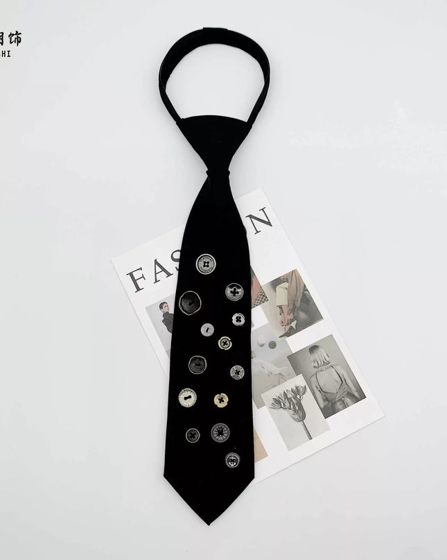 TALKLESSFASHION Button tie Le Chao ornament black button tie