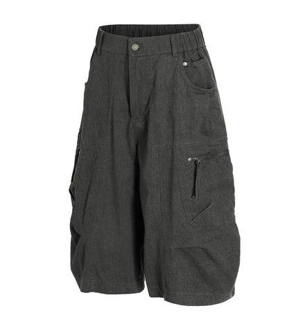 TALKLESSFASHION C896 American Vintage Summer High-End Multi-Pocket Outdoor Design Men's Loose Cropped Casual Cargo Shorts