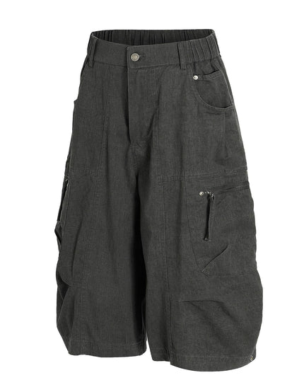 TALKLESSFASHION C896 American Vintage Summer High-End Multi-Pocket Outdoor Design Men's Loose Cropped Casual Cargo Shorts