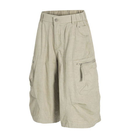 TALKLESSFASHION C896 American Vintage Summer High-End Multi-Pocket Outdoor Design Men's Loose Cropped Casual Cargo Shorts