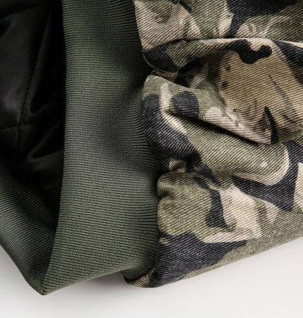 TALKLESSFASHION Camo Fur Collar Padded Jacket