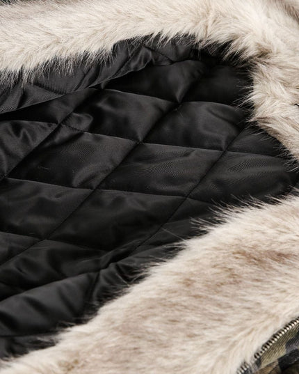 TALKLESSFASHION Camo Fur Collar Padded Jacket