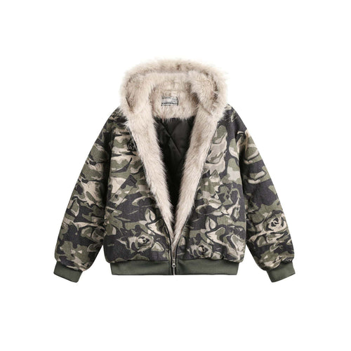 THETLSTUDIO Camo Fur Collar Padded Jacket