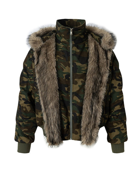 TALKLESSFASHION Camo Pilot Fur Collar Jacket
