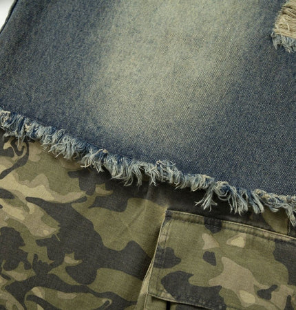 TALKLESSFASHION Camouflage Contrast Stitched Jeans