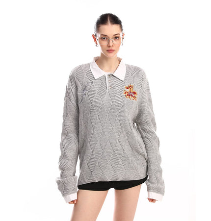 TALKLESSFASHION Campus Style Fake Two-Piece Sweater
