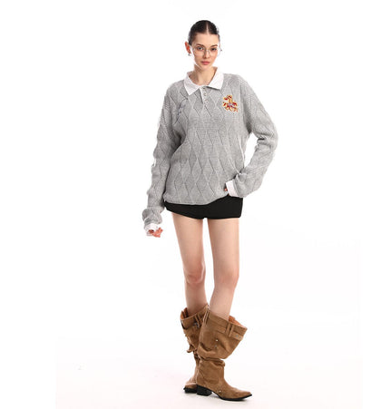 TALKLESSFASHION Campus Style Fake Two-Piece Sweater