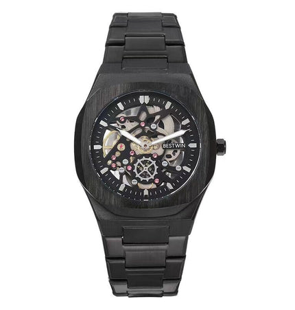 TALKLESSFASHION Carbon black Steel Band Waterproof Quartz Small Square Watch