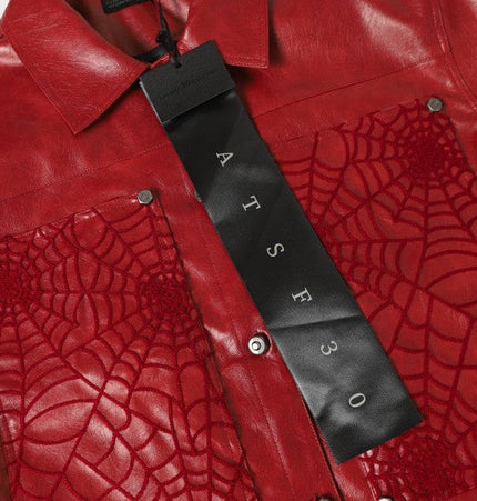 TALKLESSFASHION Crocodile print shoulder pads, leather jackets, jackets, niche European and American hiphop jackets, men's trends, high-end vintage tops
