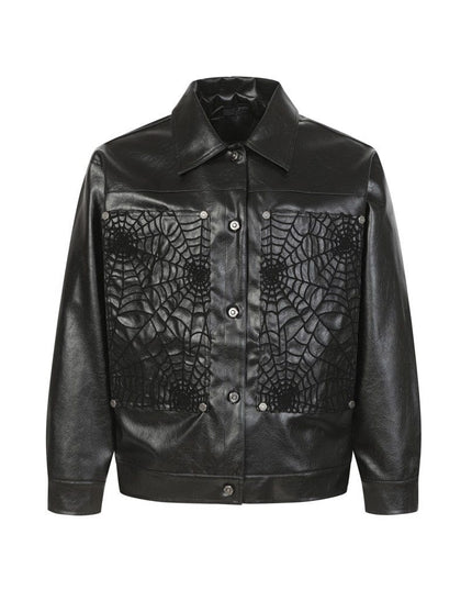 TALKLESSFASHION Crocodile print shoulder pads, leather jackets, jackets, niche European and American hiphop jackets, men's trends, high-end vintage tops