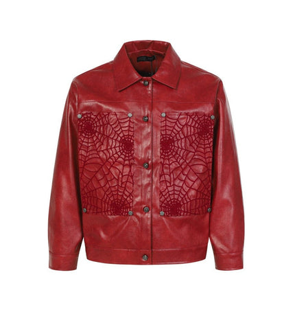 TALKLESSFASHION Crocodile print shoulder pads, leather jackets, jackets, niche European and American hiphop jackets, men's trends, high-end vintage tops