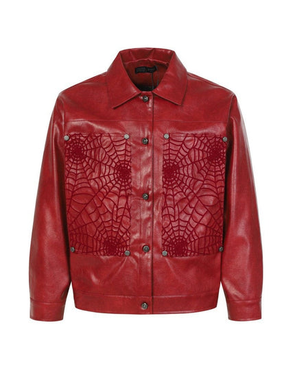 TALKLESSFASHION Crocodile print shoulder pads, leather jackets, jackets, niche European and American hiphop jackets, men's trends, high-end vintage tops