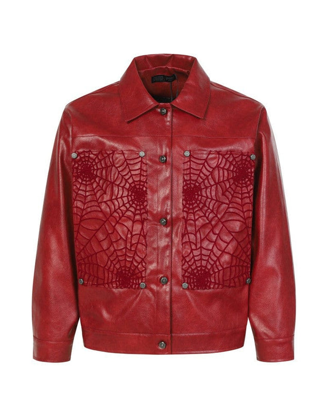 TALKLESSFASHION Crocodile print shoulder pads, leather jackets, jackets, niche European and American hiphop jackets, men's trends, high-end vintage tops