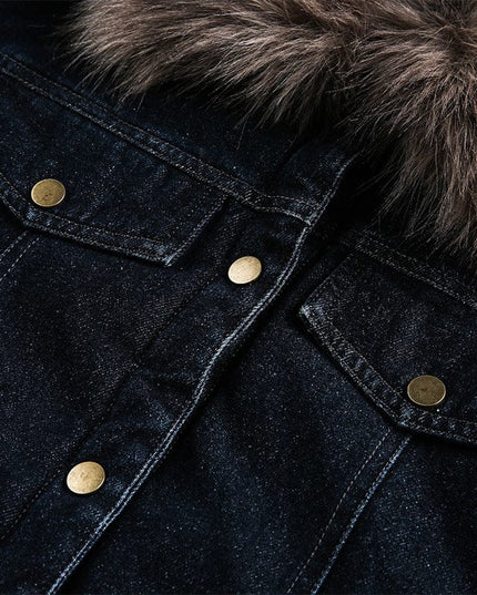 TALKLESSFASHION Cropped Biker Denim Jacket