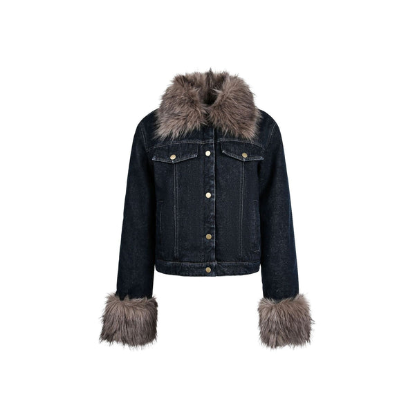 Cropped Biker Denim Jacket