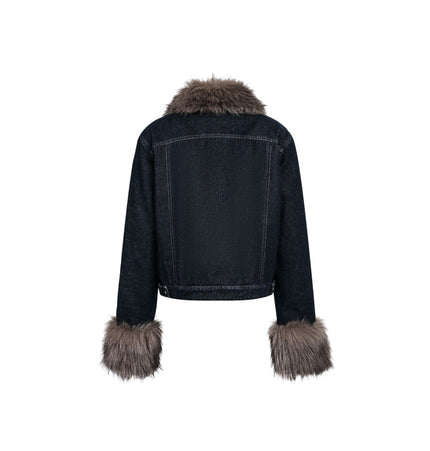 TALKLESSFASHION Cropped Biker Denim Jacket