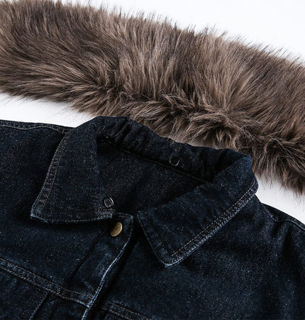 TALKLESSFASHION Cropped Biker Denim Jacket