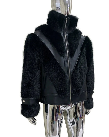 TALKLESSFASHION Cropped Color Block Padded Jacket