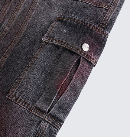 TALKLESSFASHION Cross-border European and American high street vibe pants, jeans, American straight stitching, splashed ink, slightly flared trousers, men's one-piece delivery