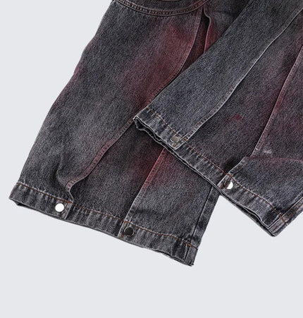 TALKLESSFASHION Cross-border European and American high street vibe pants, jeans, American straight stitching, splashed ink, slightly flared trousers, men's one-piece delivery