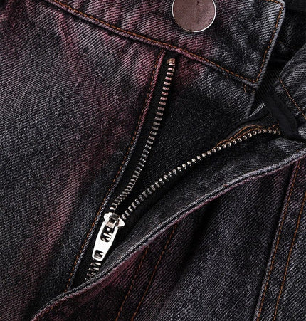 TALKLESSFASHION Cross-border European and American high street vibe pants, jeans, American straight stitching, splashed ink, slightly flared trousers, men's one-piece delivery