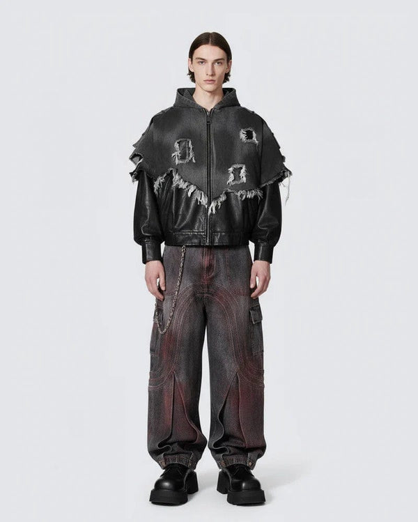 Splashed Ink Flared Straight Jeans