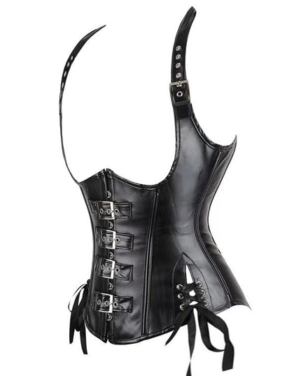 TALKLESSFASHION Cross-border shapewear, European and American corsets, halternecks, black leather, retro gothic corsets, punk clothing shaping