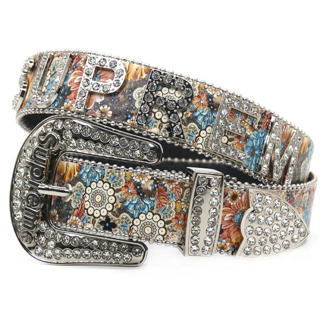 TALKLESSFASHION Cross-border trend print rhinestone belt