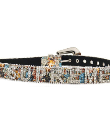 TALKLESSFASHION Cross-border trend print rhinestone belt