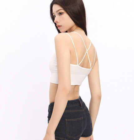 TALKLESSFASHION Crossing small suspender underwear vest with chest pad women's summer sexy beautiful back inner wear sports bandeau bra all-in-one tide