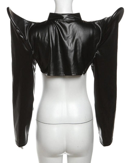 TALKLESSFASHION Cyber-Crop Zip Round-Neck Cardigan