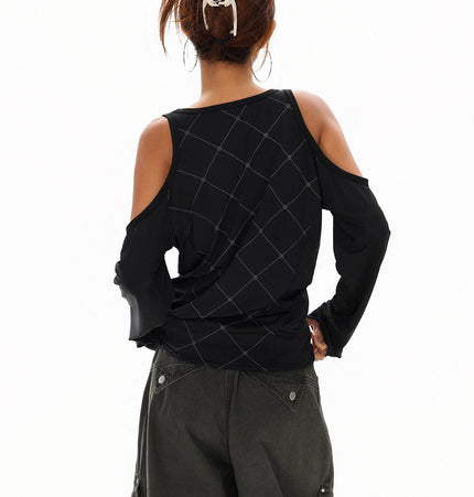 TALKLESSFASHION Cyber-Sport Digital Off-Shoulder Top