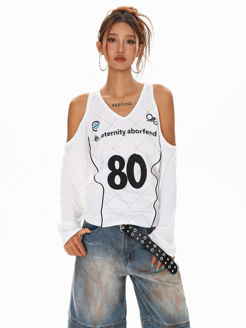 THETLSTUDIO Cyber-Sport Digital Off-Shoulder Top