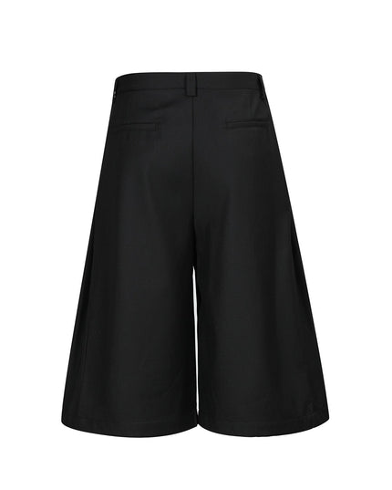 TALKLESSFASHION D2509 American Retro Unisex Pendant Trendy Pleated Design Men's Loose Casual Capri Shorts