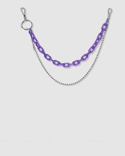 TALKLESSFASHION Dark purple double chain (no scarf)) hip hop pants chain accessoriesins