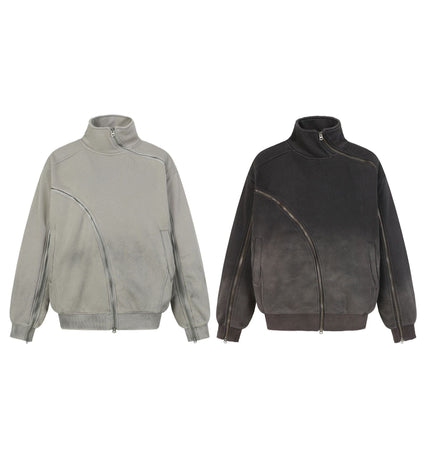 TALKLESSFASHION Deconstructed Gradient Zipper Jacket