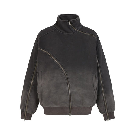 TALKLESSFASHION Deconstructed Gradient Zipper Jacket